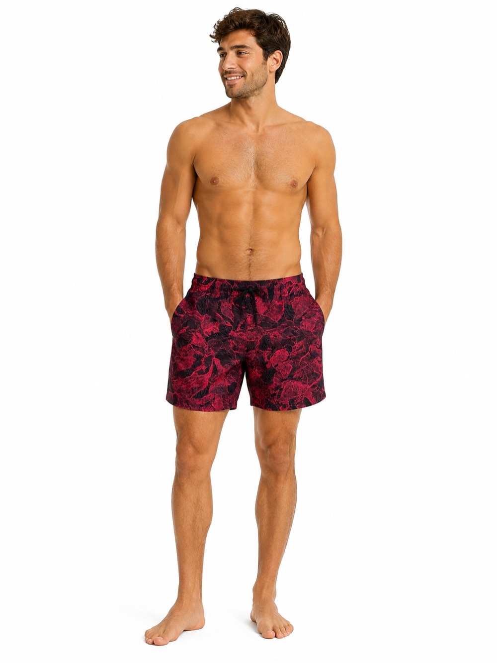 Lululemon Current State Board Short 9” Red Black Mens Size 33 Unlined Swim Short